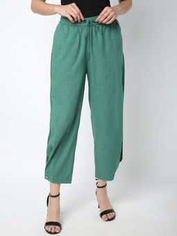 R&B - Green Solid/Plain Regular Pant