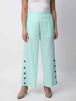 R&B - Blue Solid/Plain Regular Pant