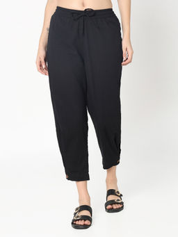 R&B - Black Solid/Plain Regular Pant