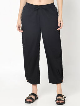 R&B - Black Solid/Plain Relaxed Pant