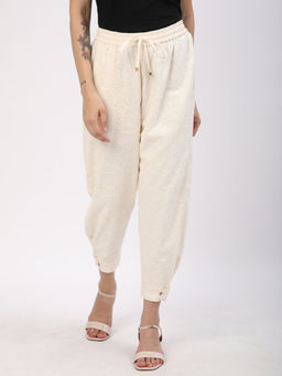 R&B - Off White Embroidered Thread Work Regular Pant