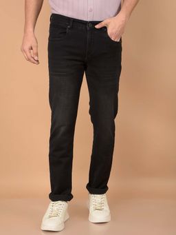 CRIMSOUNE CLUB - Men Black Straight Fit Jeans