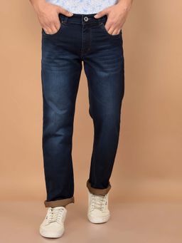 CRIMSOUNE CLUB - Men Navy Blue Straight Fit Jeans