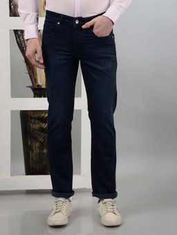 CRIMSOUNE CLUB - Men Navy Blue Straight Fit Jeans
