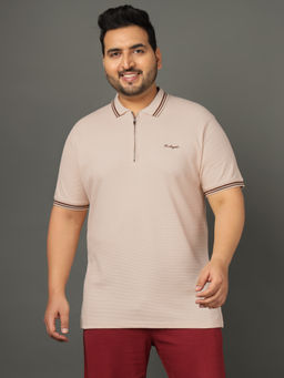 Club York - Men Beige Plus Size Polo T-Shirt