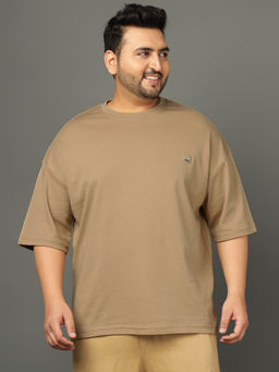 Club York - Men Beige Crew Neck Plus Size T-Shirt