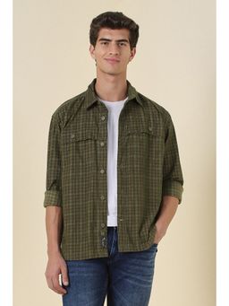 Allen Solly - Olive Cotton Full Sleeves Shirt