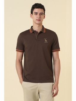 Allen Solly - Brown Cotton Half Sleeves Polo T-Shirt
