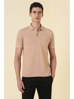 Allen Solly - Beige Cotton Blend Half Sleeves Polo T-Shirt