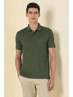 Allen Solly - Olive Cotton Blend Half Sleeves Polo T-Shirt