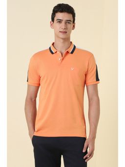 Allen Solly - Orange Cotton Blend Half Sleeves Polo T-Shirt