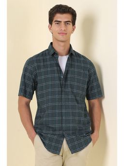 Allen Solly - Teal Cotton Half Sleeves Shirt