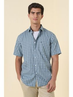 Allen Solly - Blue Cotton Half Sleeves Shirt