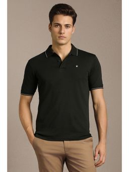 Louis Philippe - Black Cotton Half Sleeves Polo T-Shirt