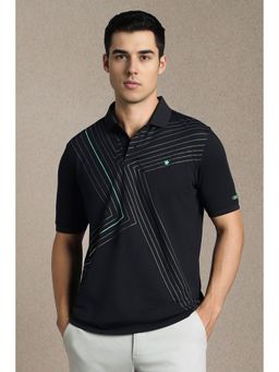 Louis Philippe - Black Cotton Blend Half Sleeves Polo T-Shirt