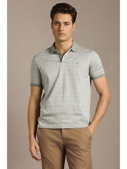 Louis Philippe - Grey Cotton Half Sleeves Polo T-Shirt
