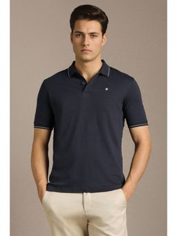Louis Philippe - Navy Blue Cotton Half Sleeves Polo T-Shirt