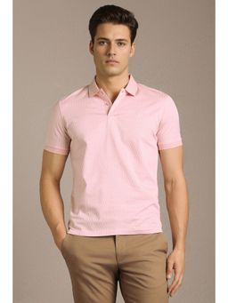 Louis Philippe - Pink Cotton Half Sleeves Polo T-Shirt