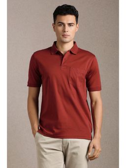 Louis Philippe - Maroon Cotton Half Sleeves Polo T-Shirt