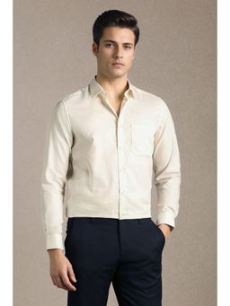 Louis Philippe - Off White Cotton Full Sleeves Shirt
