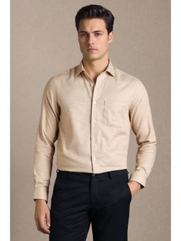 Louis Philippe - Beige Cotton Full Sleeves Shirt