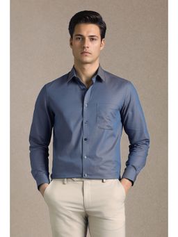 Louis Philippe - Blue Cotton Full Sleeves Shirt
