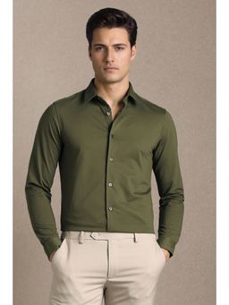 Louis Philippe - Olive Cotton Blend Full Sleeves Shirt