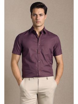 Louis Philippe - Maroon Cotton Half Sleeves Shirt