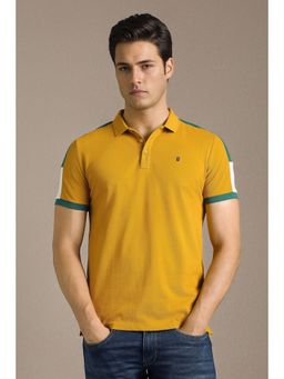 Louis Philippe - Mustard Cotton Half Sleeves Polo T-Shirt