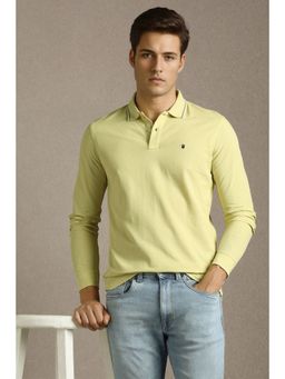 Louis Philippe - Green Cotton Full Sleeves Polo T-Shirt