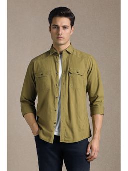 Louis Philippe - Olive Cotton Full Sleeves Shirt
