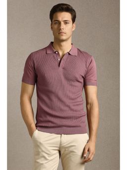 Louis Philippe - Mauve Cotton Half Sleeves Polo T-Shirt