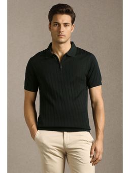 Louis Philippe - Black Cotton Half Sleeves Polo T-Shirt