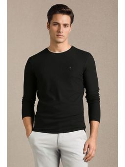 Louis Philippe - Black Cotton Blend Full Sleeves T-Shirt