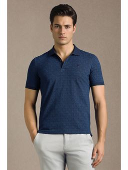 Louis Philippe - Navy Blue Cotton Half Sleeves Polo T-Shirt