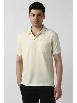Peter England - Beige Cotton Blend Half Sleeves Polo T-Shirt