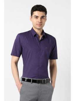 Peter England - Purple Cotton Half Sleeves Shirt