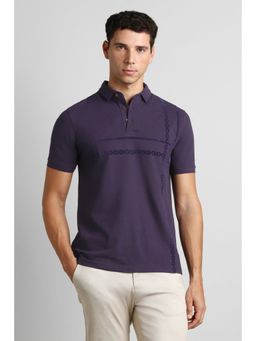 Simon Carter - Purple Cotton Blend Half Sleeves Polo T-Shirt