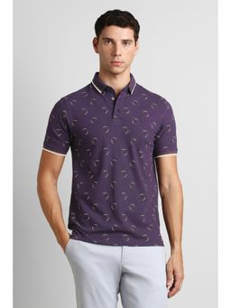 Simon Carter - Purple Cotton Blend Half Sleeves Polo T-Shirt