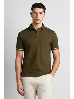 Simon Carter - Olive Cotton Blend Half Sleeves Polo T-Shirt