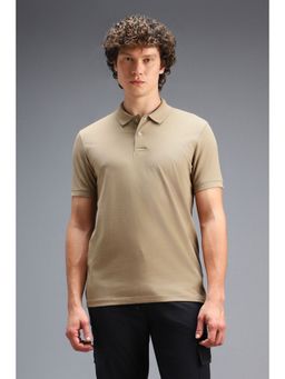 Van Heusen - Beige Cotton Blend Half Sleeves Polo T-Shirt