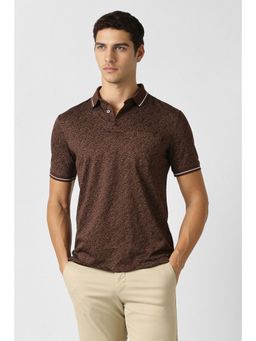 Van Heusen - Brown Cotton Half Sleeves Polo T-Shirt