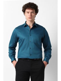 Van Heusen - Blue Cotton Blend Full Sleeves Shirt