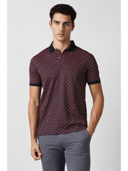 Van Heusen - Maroon Cotton Half Sleeves Polo T-Shirt