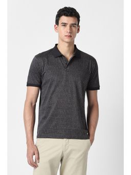 Van Heusen - Black Cotton Half Sleeves Polo T-Shirt