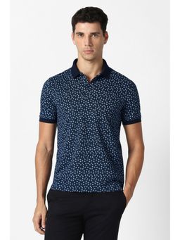 Van Heusen - Navy Blue Cotton Half Sleeves Polo T-Shirt