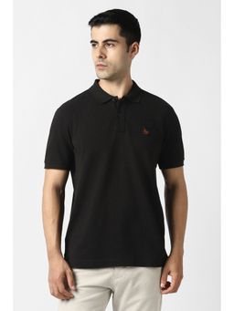 Van Heusen - Black Cotton Half Sleeves Polo T-Shirt