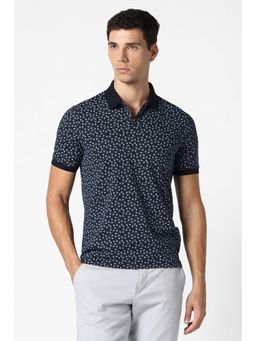 Van Heusen - Navy Blue Cotton Half Sleeves Polo T-Shirt