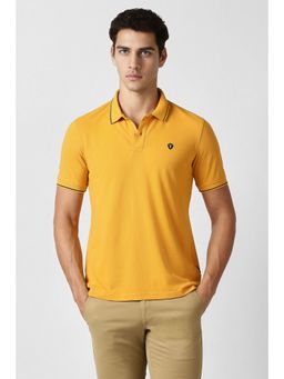 Van Heusen - Yellow Cotton Blend Half Sleeves Polo T-Shirt