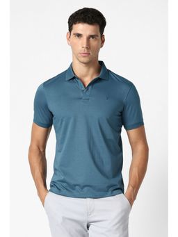 Van Heusen - Blue Cotton Blend Half Sleeves Polo T-Shirt